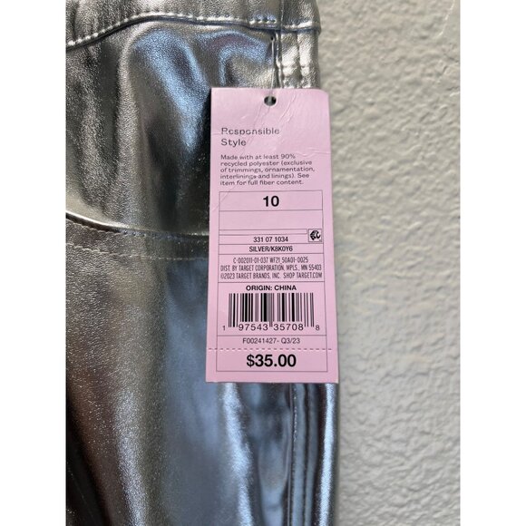 NWT Wild Fable Silver Metallic High-Rise Straight Leg Pants Size 10 - Picture 5 of 6